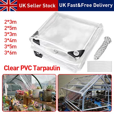 450gsm Clear Tarpaulin Heavy Duty PVC Waterproof Transparent Pet Cover Tarp DIY • £34.99