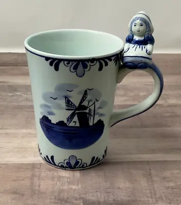 $29.99 • Buy Vtg Blue Delft Holland Blauw Mug With 3D Dutch Girl On Handle Crown Mark 982 #E