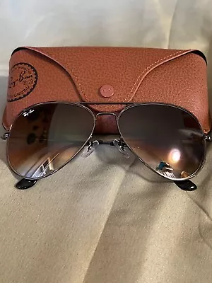 Ray-Ban Aviator Sunglasses RB3025 58-14mm Gunmetal & Gradient Brown Lens • $1.05