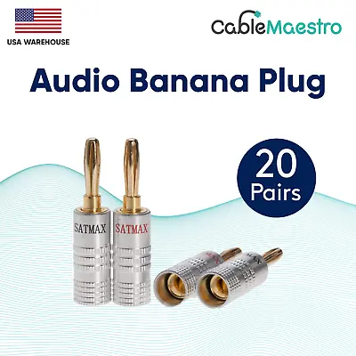 $37.99 • Buy Banana Audio Dual Screw Plug 24K Gold Plated Speaker Wire Jack Connector AWG Lot