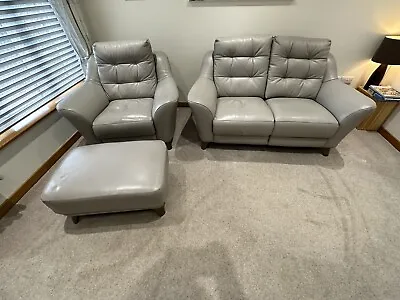 G Plan Luxury Two Seater Leather Sofa Chair And Footstall • £495