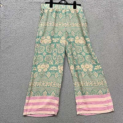 Matilda Jane Pants Womens M Green Salty Kiss Wide Leg Palazzo Beach Boho • $14.88