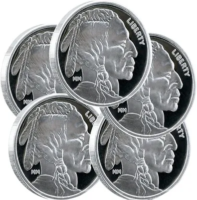 Lot Of 5 - Mason Mint 1 Oz Silver Buffalo Round 999 Fine Silver - In Stock • $151.69