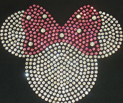 8.5  Clear/pink Minnie Mouse Iron On Disney Rhinestone Transfer Applique Decal • $24.75