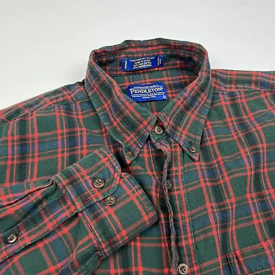 Pendleton Canterbury Cloth Mens Flannel Shirt Sz L Plaid Pima Cotton/Merino Wool • $27.66