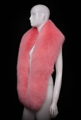 Genuine Shadow Flamingo Pink Fox Fur Handmade Fluffy Boa Oversize Scarf • $304.49