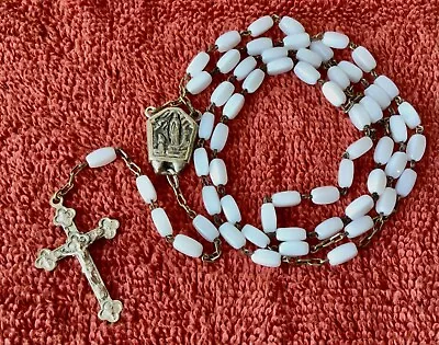 Vintage ROMA EAU DE LOURDES Holy Water Mother Of Pearl Bead Rosary  • $35