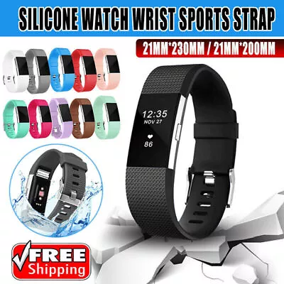 $3.55 • Buy Silicone Watch Wrist Sports Strap For Fitbit Charge Band Wristband Replacement