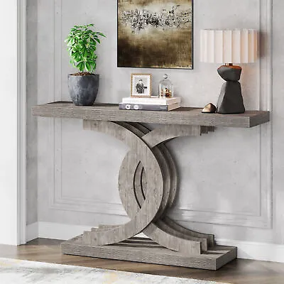 39  Industrial Gray Wood Console Table Entryway Hallway Table With Metal Base • $144.67