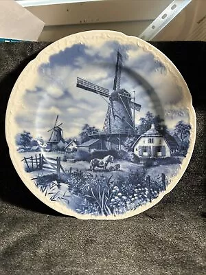 Vintage Delft Blue Windmill Farm Horse Decorative Plate • £1