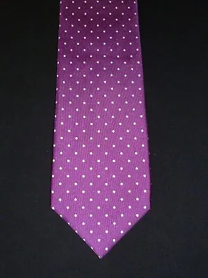 Dolcepunta Purple & White Polka Dot Seven Fold Silk Tie MI Italy • $39.99