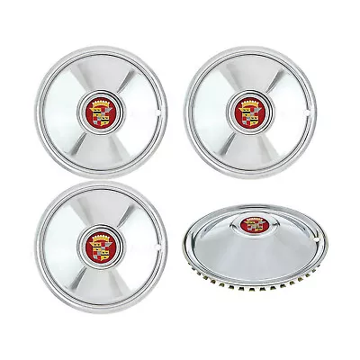 16  Metal Chrome Sombrero Cadillac Emblem Hub Cap Wheel Trim Covers Set Of 4 • $253.19