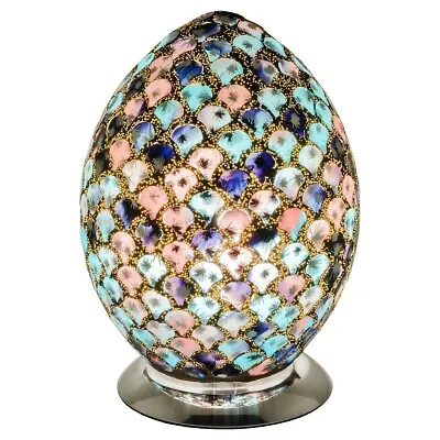 Brand New Egg Lamp Blue And Pink Tile Mosaic Table Lamp Desk Bedside Lounge 74BP • £49.99