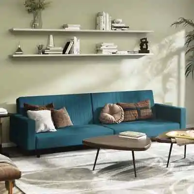 VidaXL 2-Seater Sofa Bed Blue Velvet • $431.95