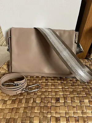 M&S Autograph Beige Leather Shoulder Bag Cross Body With Two Straps • £35