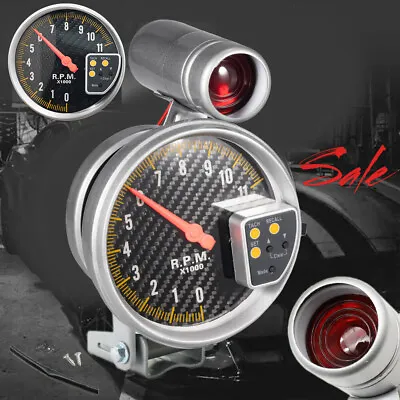 5  Carbon Style Face Tachometer Tach Gauge+Shift Light 11K Rpm Durable • $34.59