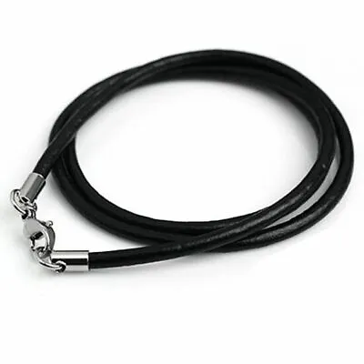 Mens Real Leather Thong Cord Necklace Stainless Steel Lobster Clasp 16-30 Inches • £3.99