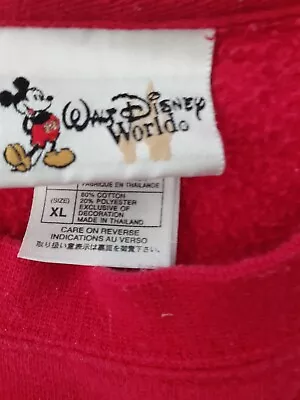 Mickey Mouse Red Crewneck Sweatshirt XL Embroidery Vintage 90s WALT DISNEY WORLD • $9.99