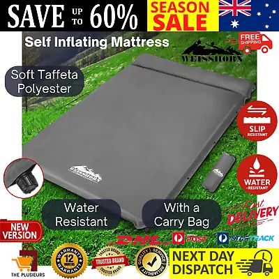 Weisshorn Self Inflating Mattress Camping Sleeping Mat Air Bed Pad Double Grey • $66.28