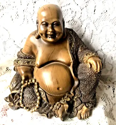 Leonardo Collection Laughing Buddha Hotei Resin Wood Effect Figure 6 Inches Tall • £20