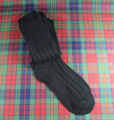 New Scottish Gents Kilt Hose Socks - Scottish Wool Blend - Black - 3 Sizes • $12.45