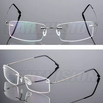 Flexible Memory Titanium-Alloy Unisex Rimless Eyeglasses Frames Optical Frame • $9.95