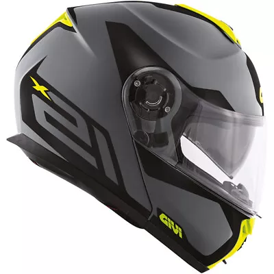 Motorcycle Helmet Modular GIVI X21 HX21 Spirit Grey Black Yellow Fluo Size L • $322.98