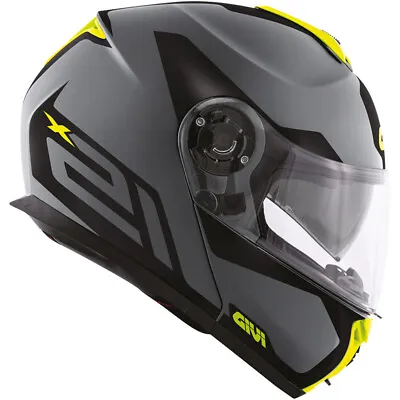Motorcycle Helmet Modular GIVI X21 HX21 Spirit Grey Black Yellow Fluo SIZE S • $322.98