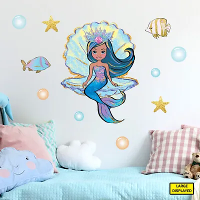 £14.94 • Buy Mermaid Wall Stickers Decals Kids Girls Sea Ocean Fairytale Bedroom Merm5.a.