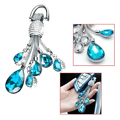 Universal Fit Crystal Jewelry Bling KeyChain Key Holder Ring Diamond Blue • $10.99
