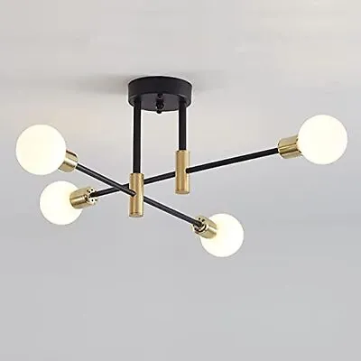 £42.15 • Buy Nordic Sputnik Chandelier Ceiling Light, Vintage 4 Lights Black Gold Semi-Flush