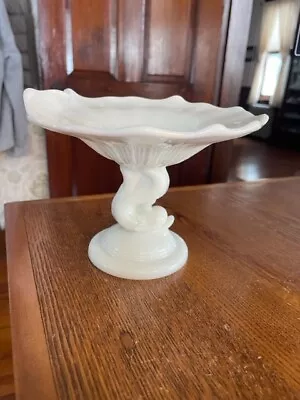 Milk Glass Dolphin & Shell Compote By L G Wright / Northwood - Excellent! • $9.99