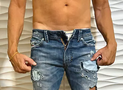 Mens - DIESEL Jeans - 31 X 32 - D.N.A. S/S 2016 RELEASE -THAVAR - SKINNY Destroy • $6.99