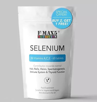 Selenium 220μg & Vitamins ACE Immune System Hair Nails Support - 60 Tablets • £2.99