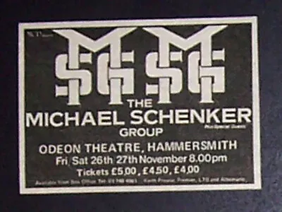 Michael Schenker Group Assault Attack Tour 1982 Mini Poster Type Concert Ad V.2 • $4.99