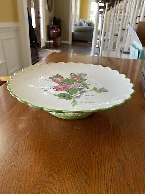 1990’s Colorful Porcelain Floral Cake/dessert Stand • $25.99