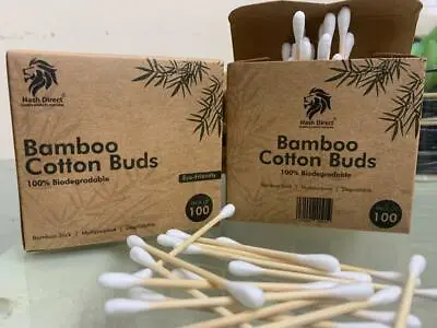 200 Bamboo Cotton Buds Wood Natural Biodegradable Cotton Swabs Qtips Ear Buds • £2.99