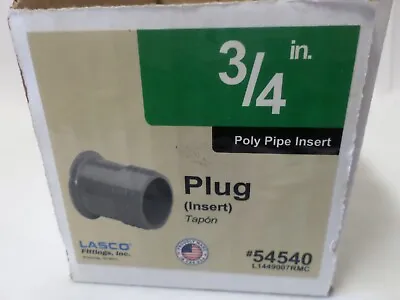 Lasco Fitting 3/4  Plug Poly Pipe Insert #54540 NEW • $0.99