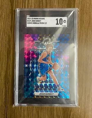 2022 Panini Mosaic Josh Giddey Choice Nebula Prizm 1/1 SGC 10 Thunder #129 • $700