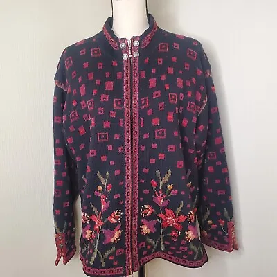 Icelandic Design Vintage Zip Up Women's Cardigan Sweater Wool/Cotton Size Large • $30