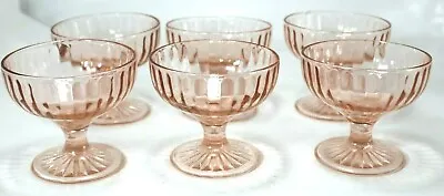 Antique Pink Depression Glass Vintage Sherbet Dessert Cocktail Footed Set Of 6 • $49.99