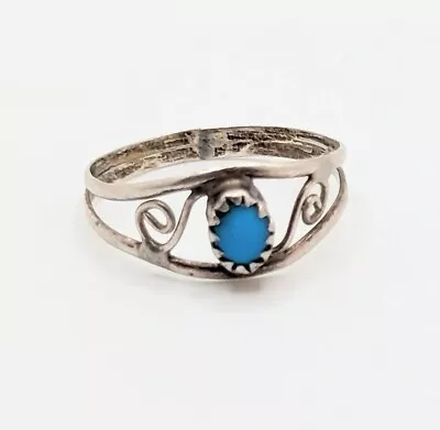 Vintage Sterling Silver Navajo Ring Ornate Size 7 Turquoise Ring Christmas Gift • $26.25