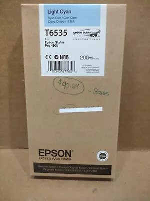  New Genuine Epson T6535 200ml Light Cyan Ultrachrome HDR Ink 4900 • $15.50