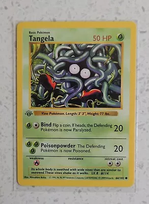 MINT Tangela 1st Edition 66/102 Shadowless Base Set Pokemon Card WOTC 1999 TCG • $32.95