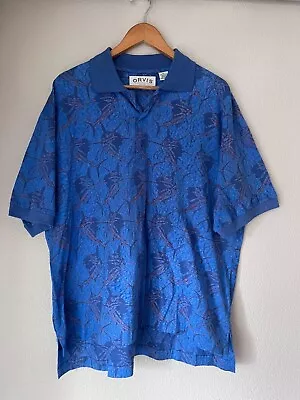 Orvis Mens Polo Shirt Size XL Blue Fish 100% Cotton Short Sleeve • $14.99