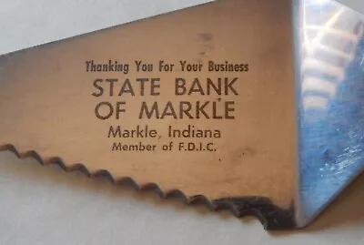 Vintage State Bank Of Markle Indiana Advertising Pie Server  • $5