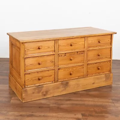Large Pine Chest Of 9 Drawers Sideboard Console Denmark Circa 1880 • $3150