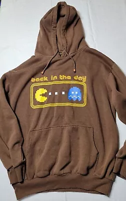 Pac-Man Men's Hoodie Sweatshirt   Namco Back In The Day Brown 2006 Retro Gaming  • $32