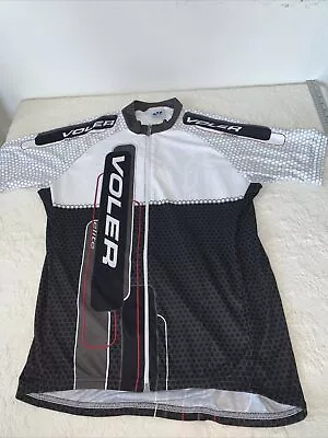 VOLER Cycling Jersey Mens XL Black White Water Bottle Pockets USA Full Zip Vtg • $29.95