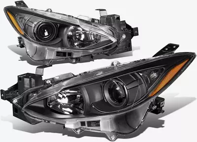 For 14-16 Mazda 3 Pair Black Housing Amber Corner Projector Headlight Head Lamp • $147.99